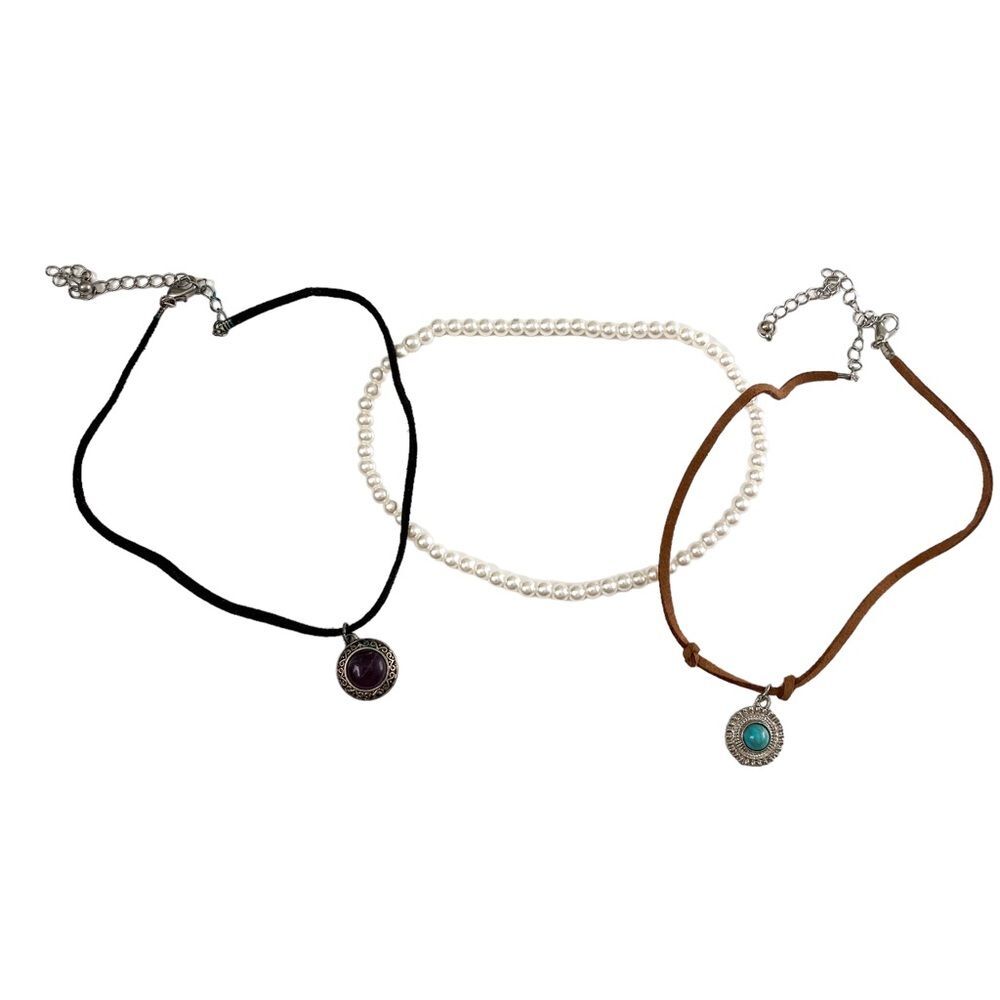 Western Boho Gemstone Beaded Necklaces Bundle of 3 Statement Jewelry